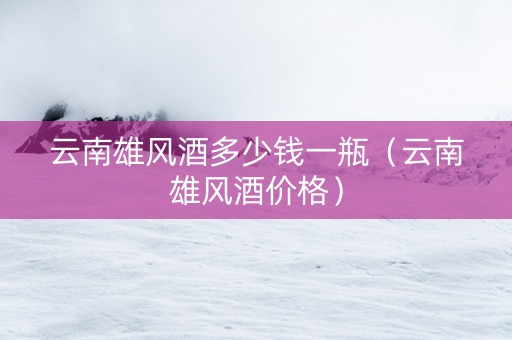 云南雄风酒多少钱一瓶（云南雄风酒价格）
