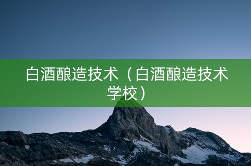 白酒酿造技术（白酒酿造技术学校）