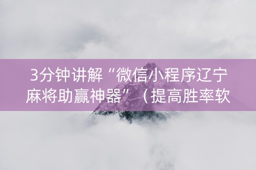 3分钟讲解“微信小程序辽宁麻将助赢神器”（提高胜率软件)