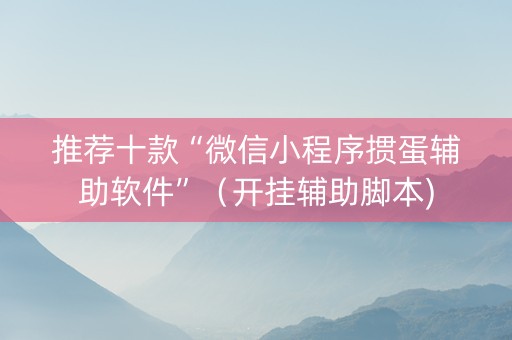 推荐十款“微信小程序掼蛋辅助软件”（开挂辅助脚本)