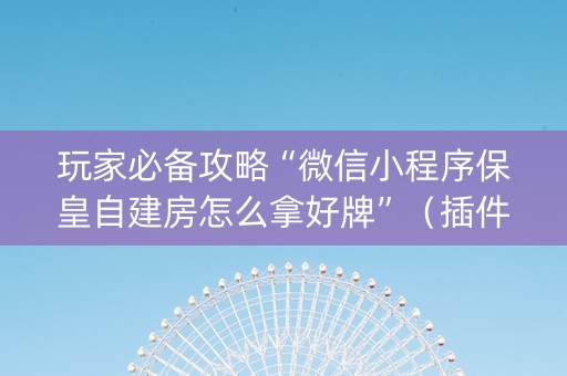玩家必备攻略“微信小程序保皇自建房怎么拿好牌”（插件可信吗)