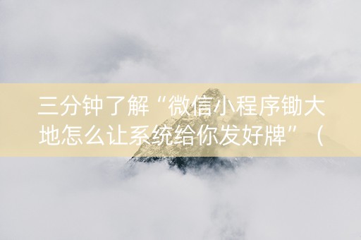 三分钟了解“微信小程序锄大地怎么让系统给你发好牌”（自建房胜负规律)