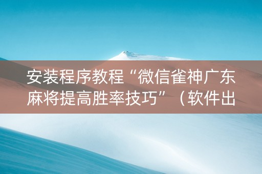 安装程序教程“微信雀神广东麻将提高胜率技巧”（软件出售)