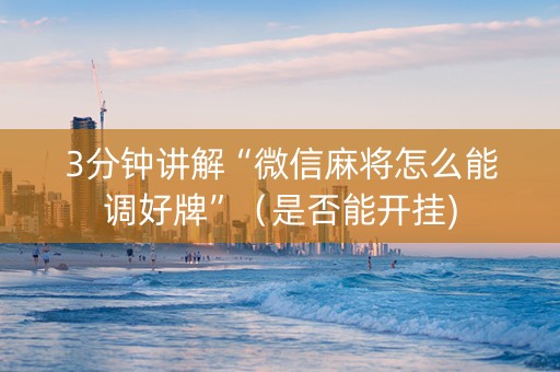 3分钟讲解“微信麻将怎么能调好牌”（是否能开挂)