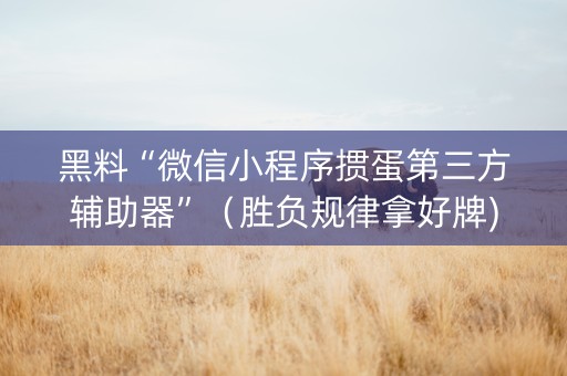 黑料“微信小程序掼蛋第三方辅助器”（胜负规律拿好牌)