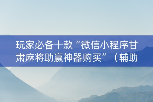 玩家必备十款“微信小程序甘肃麻将助赢神器购买”（辅助软件)