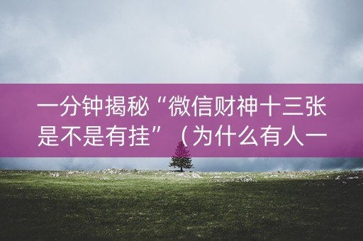 一分钟揭秘“微信财神十三张是不是有挂”（为什么有人一直赢)