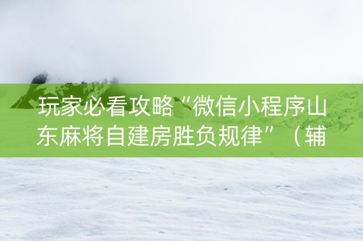 玩家必看攻略“微信小程序山东麻将自建房胜负规律”（辅牌器插件购买)