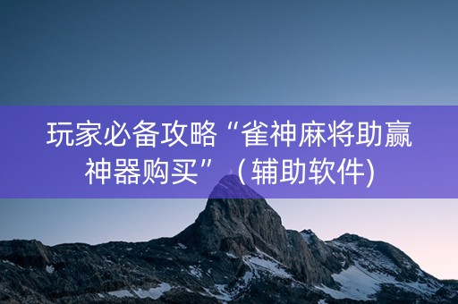 玩家必备攻略“雀神麻将助赢神器购买”（辅助软件)