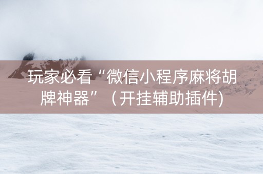 玩家必看“微信小程序麻将胡牌神器”（开挂辅助插件)