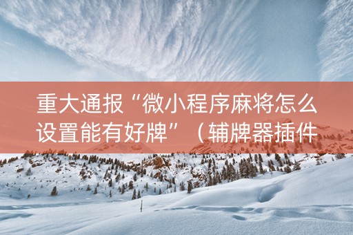 重大通报“微小程序麻将怎么设置能有好牌”（辅牌器插件购买)