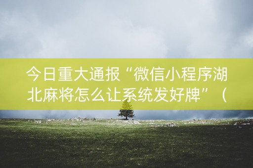 今日重大通报“微信小程序湖北麻将怎么让系统发好牌”（辅助器通用版)