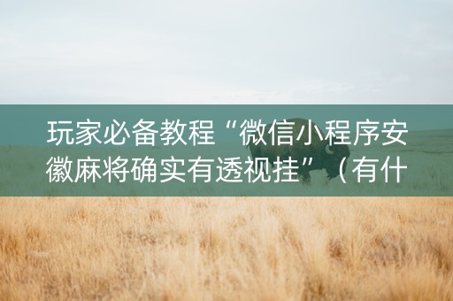 玩家必备教程“微信小程序安徽麻将确实有透视挂”（有什么规律)
