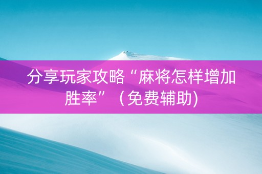 分享玩家攻略“麻将怎样增加胜率”（免费辅助)