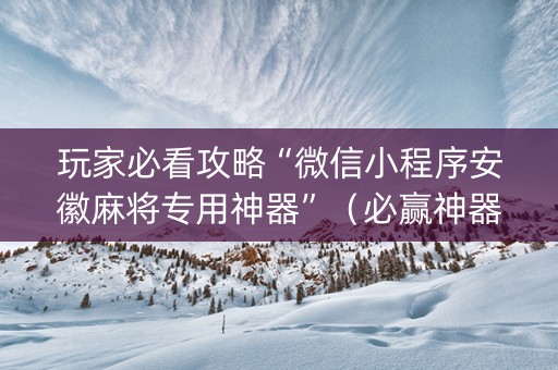 玩家必看攻略“微信小程序安徽麻将专用神器”（必赢神器辅助器)