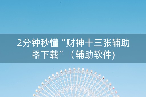 2分钟秒懂“财神十三张辅助器下载”（辅助软件)