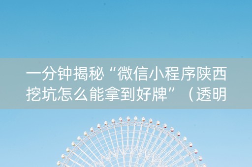 一分钟揭秘“微信小程序陕西挖坑怎么能拿到好牌”（透明挂辅助器)