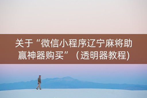 关于“微信小程序辽宁麻将助赢神器购买”（透明器教程)