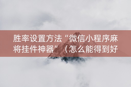 胜率设置方法“微信小程序麻将挂件神器”（怎么能得到好牌)
