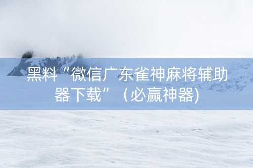 黑料“微信广东雀神麻将辅助器下载”（必赢神器)