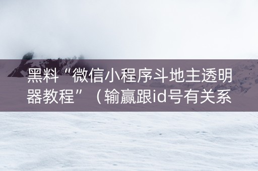 黑料“微信小程序斗地主透明器教程”（输赢跟id号有关系吗)
