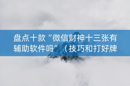 盘点十款“微信财神十三张有辅助软件吗”（技巧和打好牌方法)