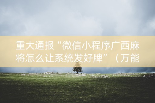 重大通报“微信小程序广西麻将怎么让系统发好牌”（万能开挂神器)