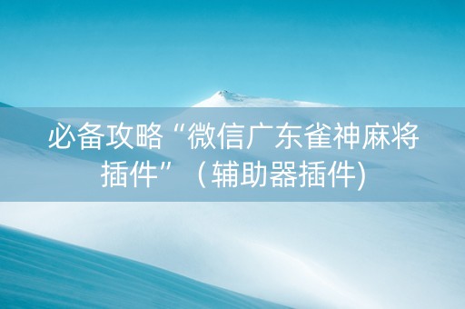 必备攻略“微信广东雀神麻将插件”（辅助器插件)