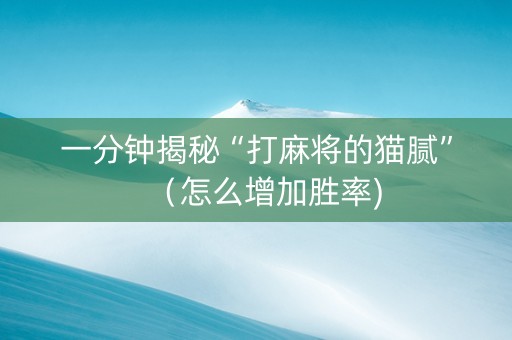 一分钟揭秘“打麻将的猫腻”（怎么增加胜率)