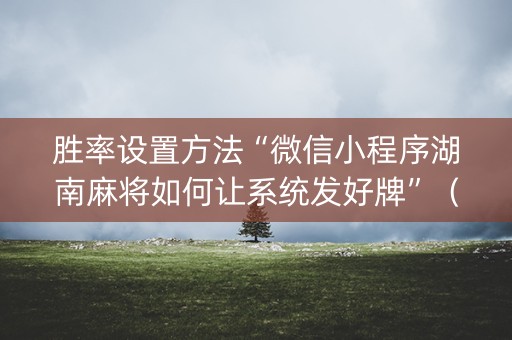 胜率设置方法“微信小程序湖南麻将如何让系统发好牌”（辅助神器免费)