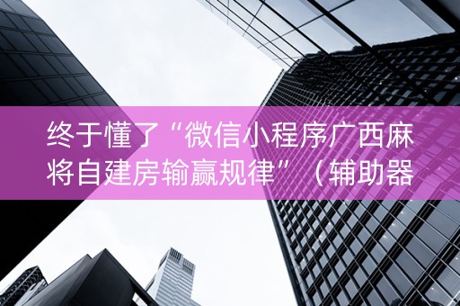终于懂了“微信小程序广西麻将自建房输赢规律”（辅助器下载)