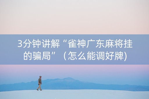 3分钟讲解“雀神广东麻将挂的骗局”（怎么能调好牌)