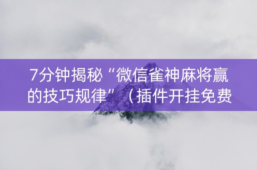 7分钟揭秘“微信雀神麻将赢的技巧规律”（插件开挂免费AI)