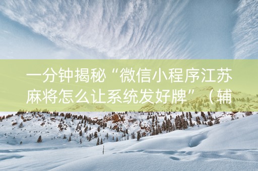 一分钟揭秘“微信小程序江苏麻将怎么让系统发好牌”（辅牌器插件购买)