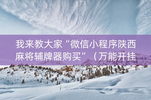我来教大家“微信小程序陕西麻将辅牌器购买”（万能开挂器)