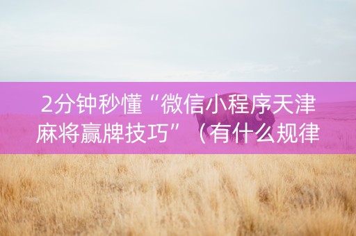 2分钟秒懂“微信小程序天津麻将赢牌技巧”（有什么规律)