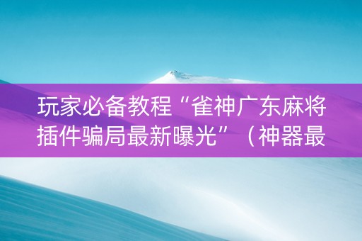 玩家必备教程“雀神广东麻将插件骗局最新曝光”（神器最新免费)