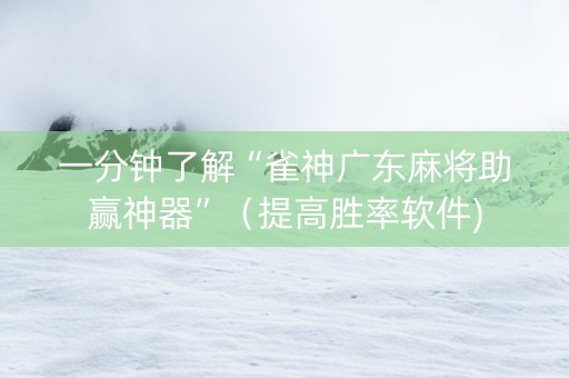 一分钟了解“雀神广东麻将助赢神器”（提高胜率软件)