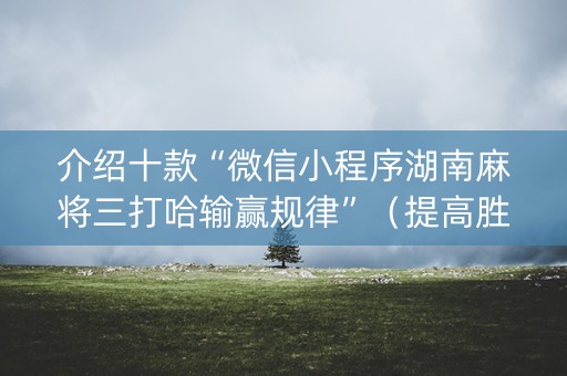 介绍十款“微信小程序湖南麻将三打哈输赢规律”（提高胜率软件)