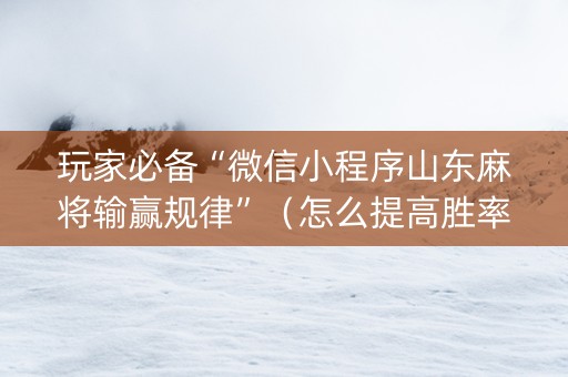 玩家必备“微信小程序山东麻将输赢规律”（怎么提高胜率)