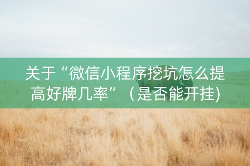 关于“微信小程序挖坑怎么提高好牌几率”（是否能开挂)