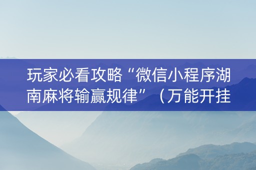 玩家必看攻略“微信小程序湖南麻将输赢规律”（万能开挂神器)
