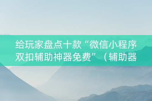 给玩家盘点十款“微信小程序双扣辅助神器免费”（辅助器通用版)