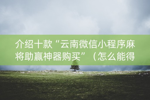 介绍十款“云南微信小程序麻将助赢神器购买”（怎么能得到好牌)