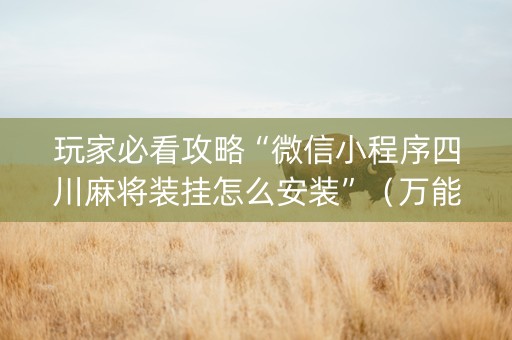 玩家必看攻略“微信小程序四川麻将装挂怎么安装”（万能开挂神器)