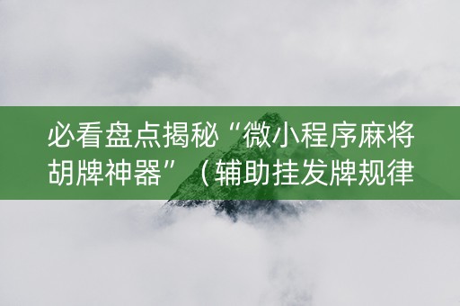 必看盘点揭秘“微小程序麻将胡牌神器”（辅助挂发牌规律)