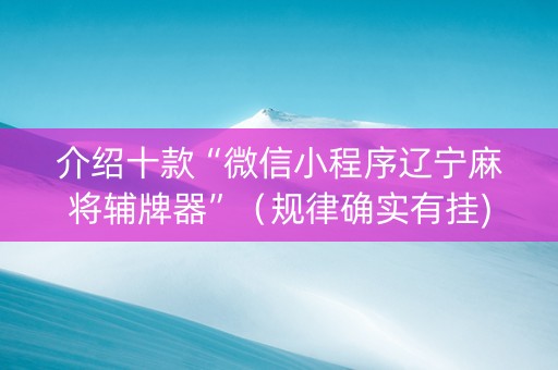 介绍十款“微信小程序辽宁麻将辅牌器”（规律确实有挂)