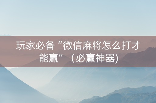 玩家必备“微信麻将怎么打才能赢”（必赢神器)