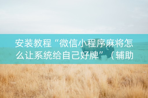 安装教程“微信小程序麻将怎么让系统给自己好牌”（辅助挂发牌规律)