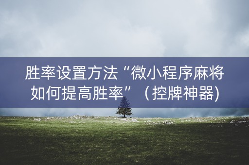 胜率设置方法“微小程序麻将如何提高胜率”（控牌神器)